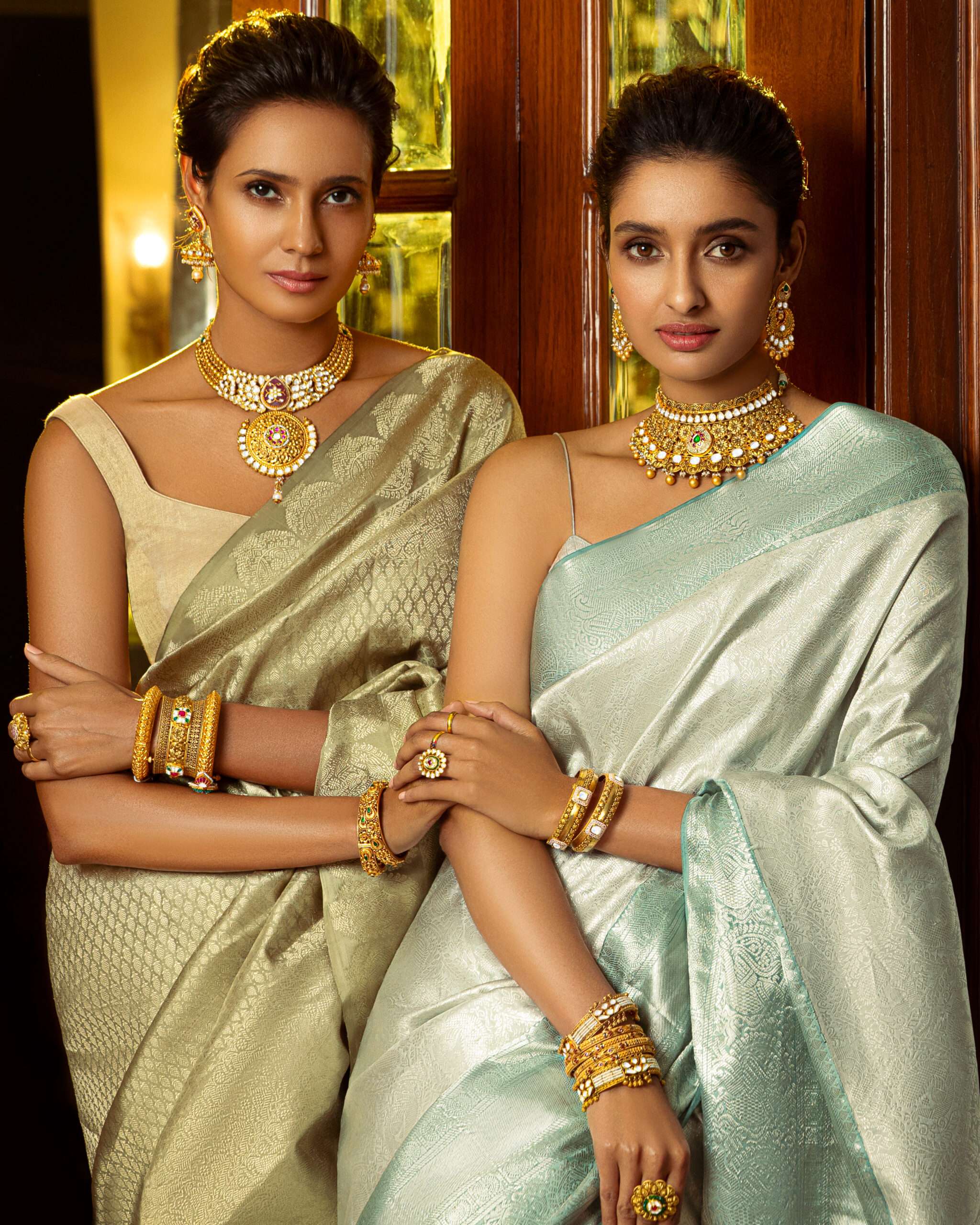 Pure kanjivaram tissue silk saree gold and pink with allover silver za –  Cherrypick